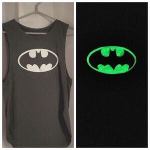Gray Glow-in-the-Dark Batman Tank Top with Bat Logo